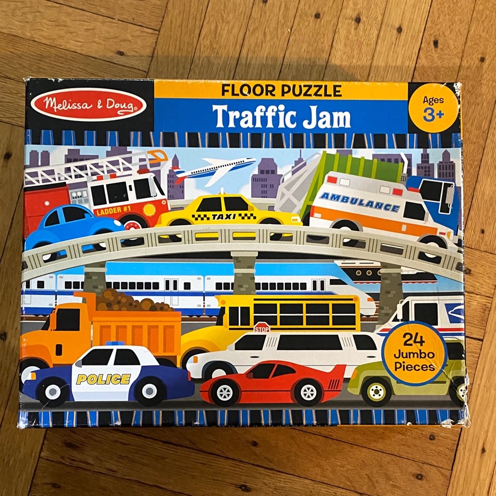 Melissa & Doug Traffic Jam Puzzle with Blue, Yellow, and Orange